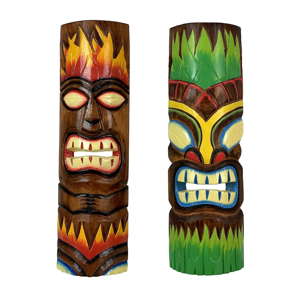 J.D. Yeatts J.D. Yeatts Set of 2 Tiki Wall Masks 20 Inch Fire and Earth — product photo