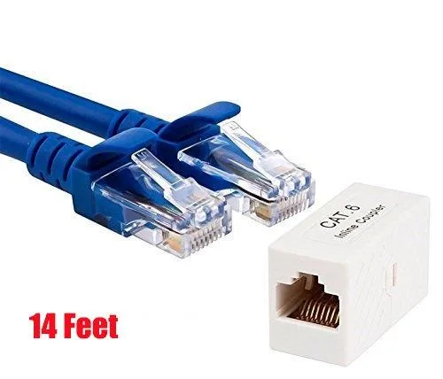 Monoprice Inc. Monoprice Inc. CAT6 14 ft Snagless Network Ethernet Cable Blue with RJ45 Inline Coupler — product photo