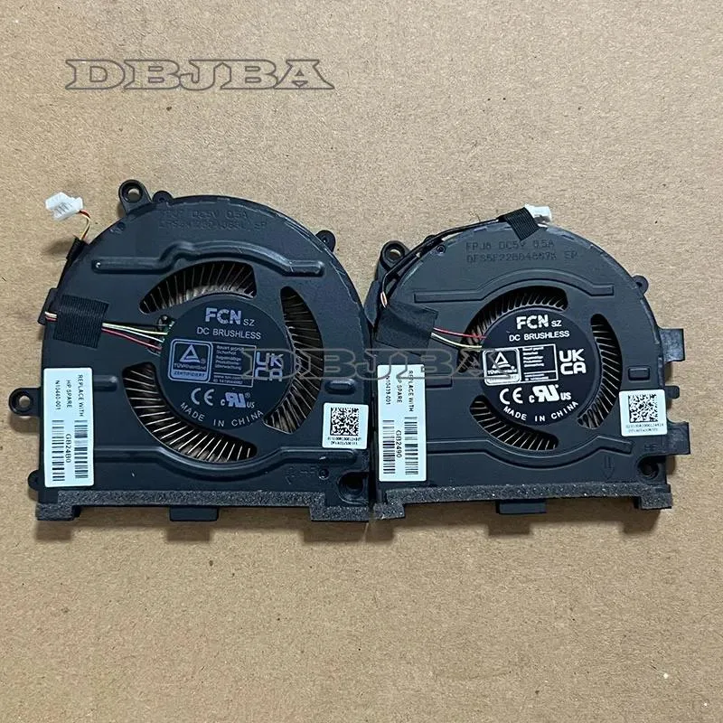 Small black plastic laptop cooling fan with wire connector