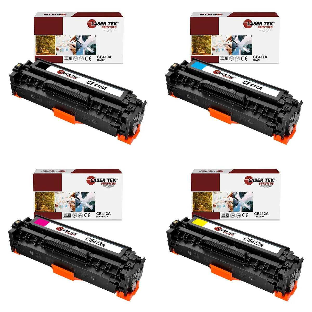 Laser Tek Services Laser Tek Services CE410A CE411A CE412A CE413A 305A 4-Pack toner cartridge — product photo