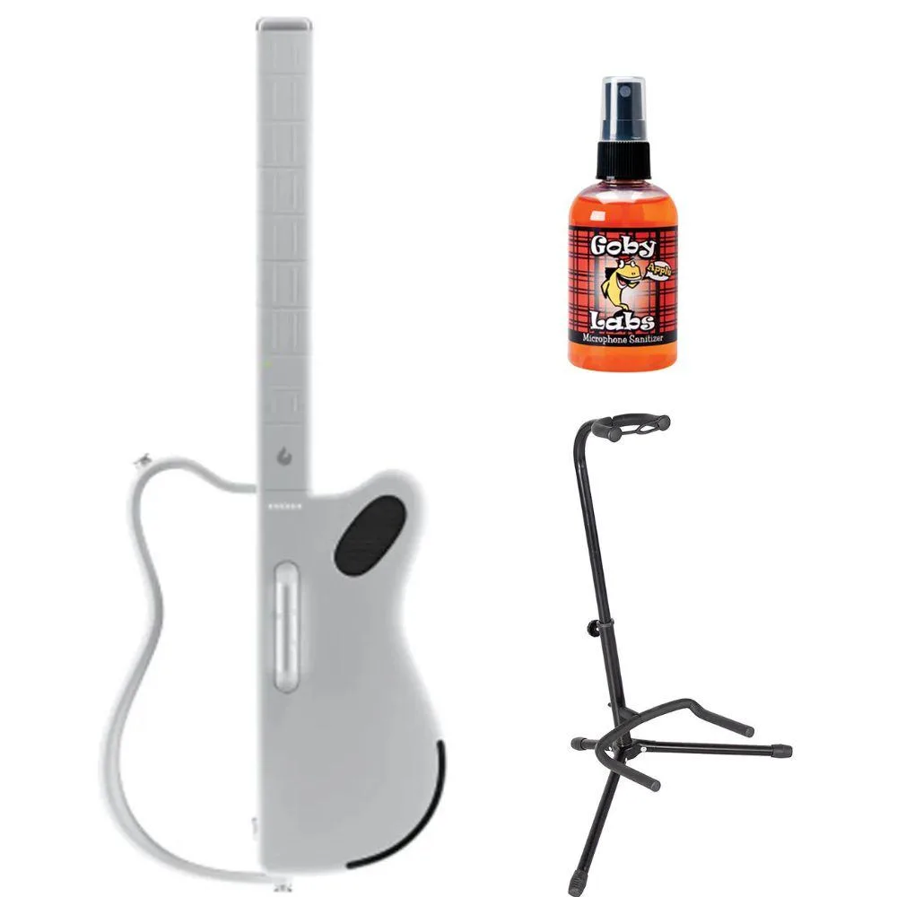Lava Lava Genie 9270002 sampler guitar white 30.5 inch bundle Rok-It stand Goby Labs 104 sanitizer — product photo