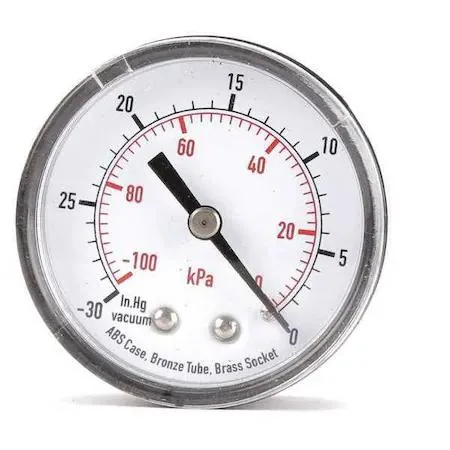 Bronze-sensor vacuum gauge with brass 1/4 NPT center-back socket and ABS case