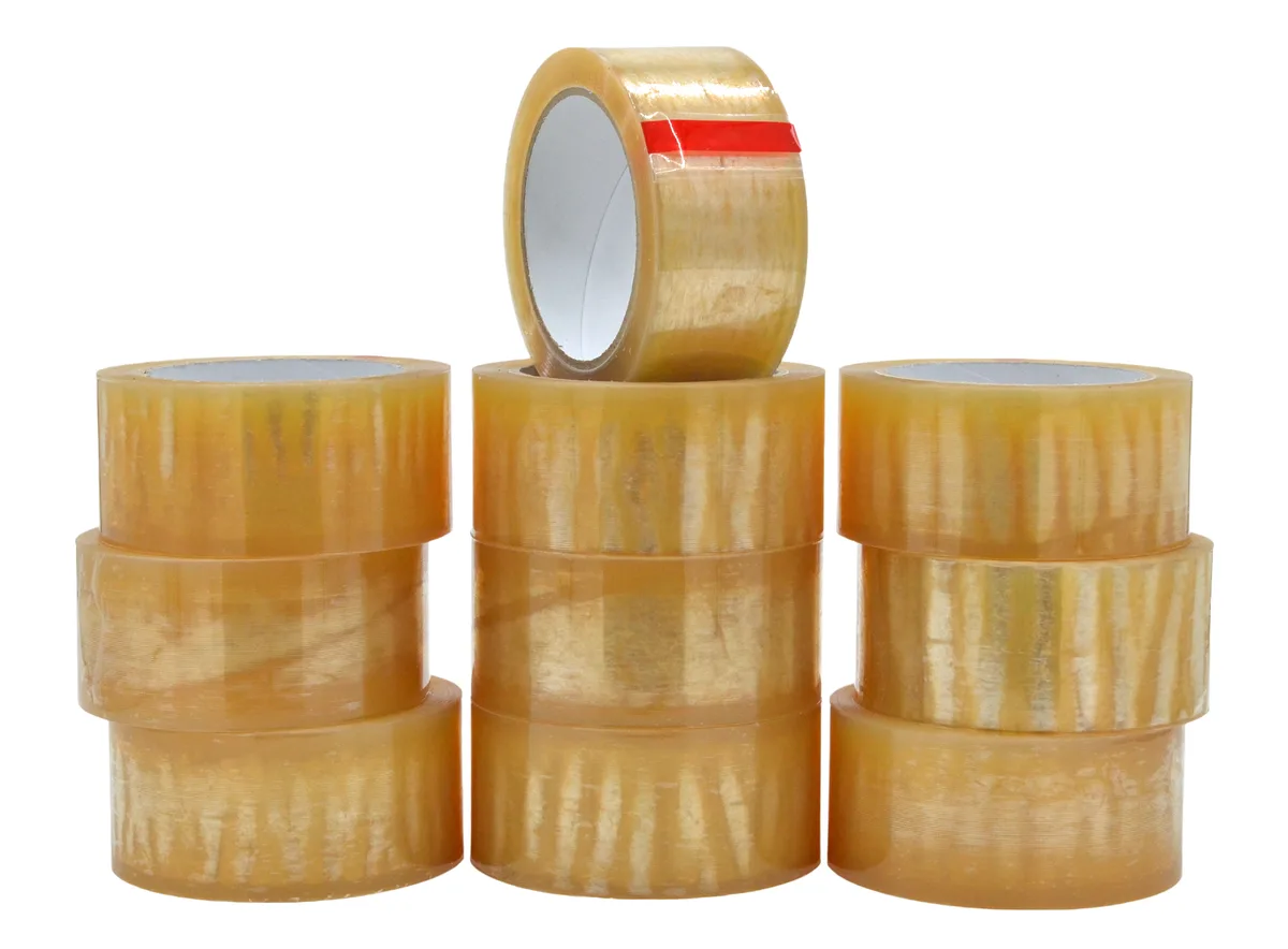 Clear biodegradable tape rolls in a pack of 10