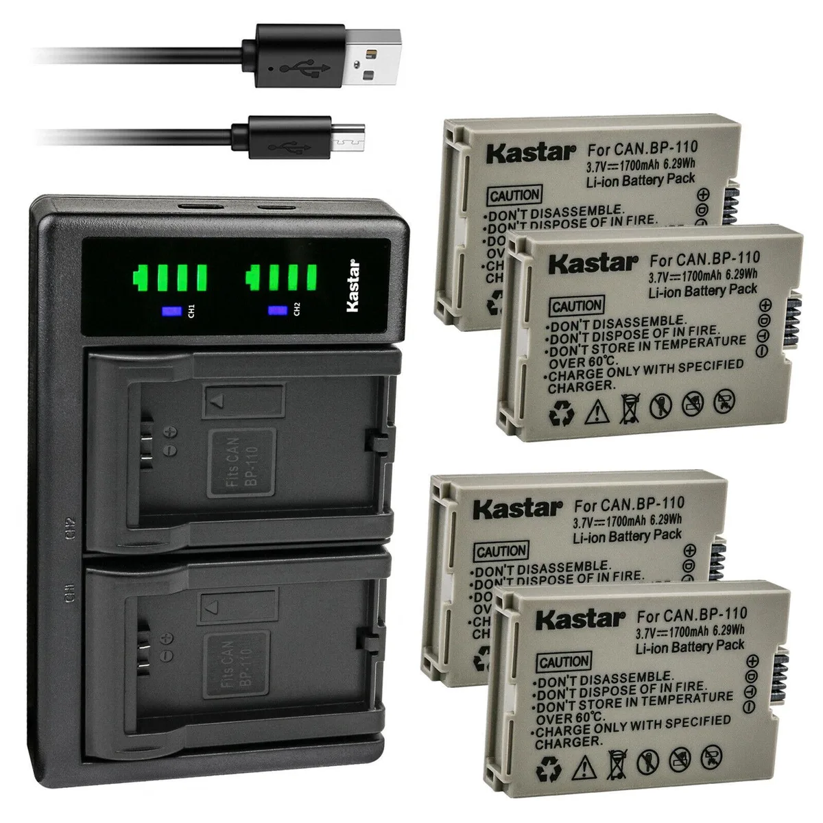 Kastar Kastar BP-110 4-Pack Battery &amp; LTD2 USB Charger — product photo