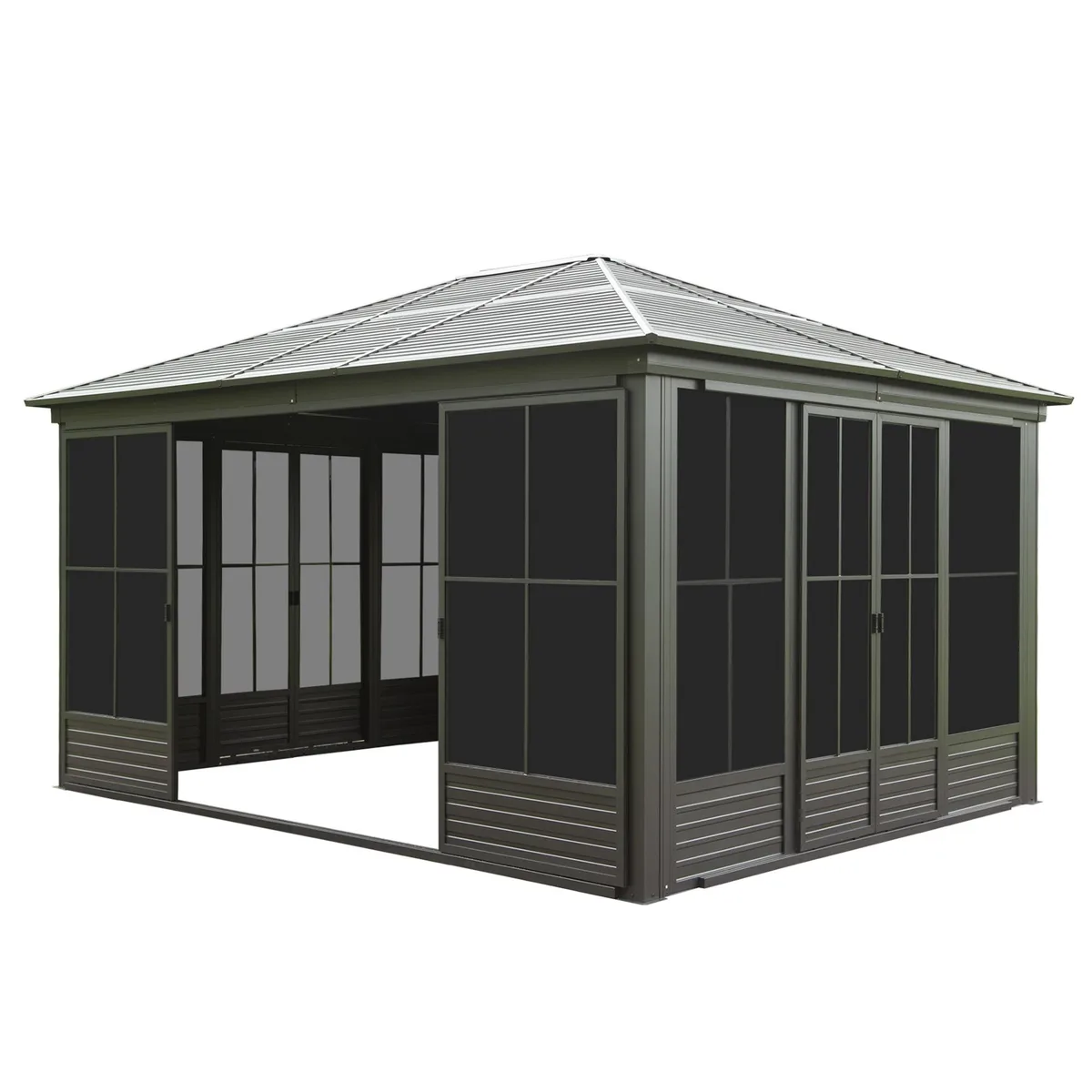 tuphen tuphen 12x14FT Galvanized Steel Hardtop Trellis Black — product photo