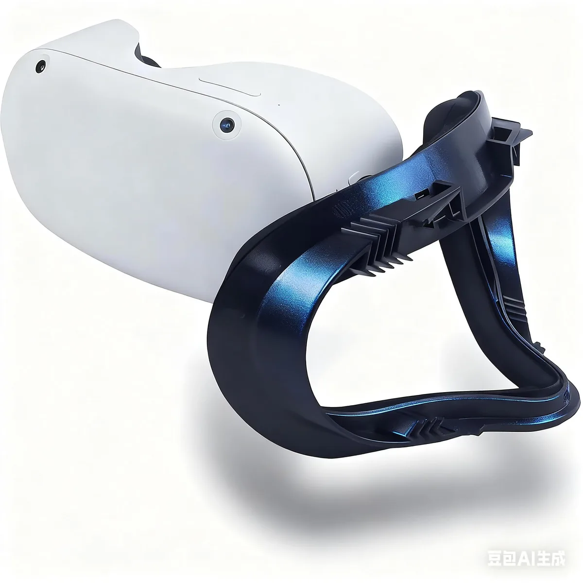 Black facial interface bracket cover for Oculus Quest 2 with large air vents and Lycra foam padding