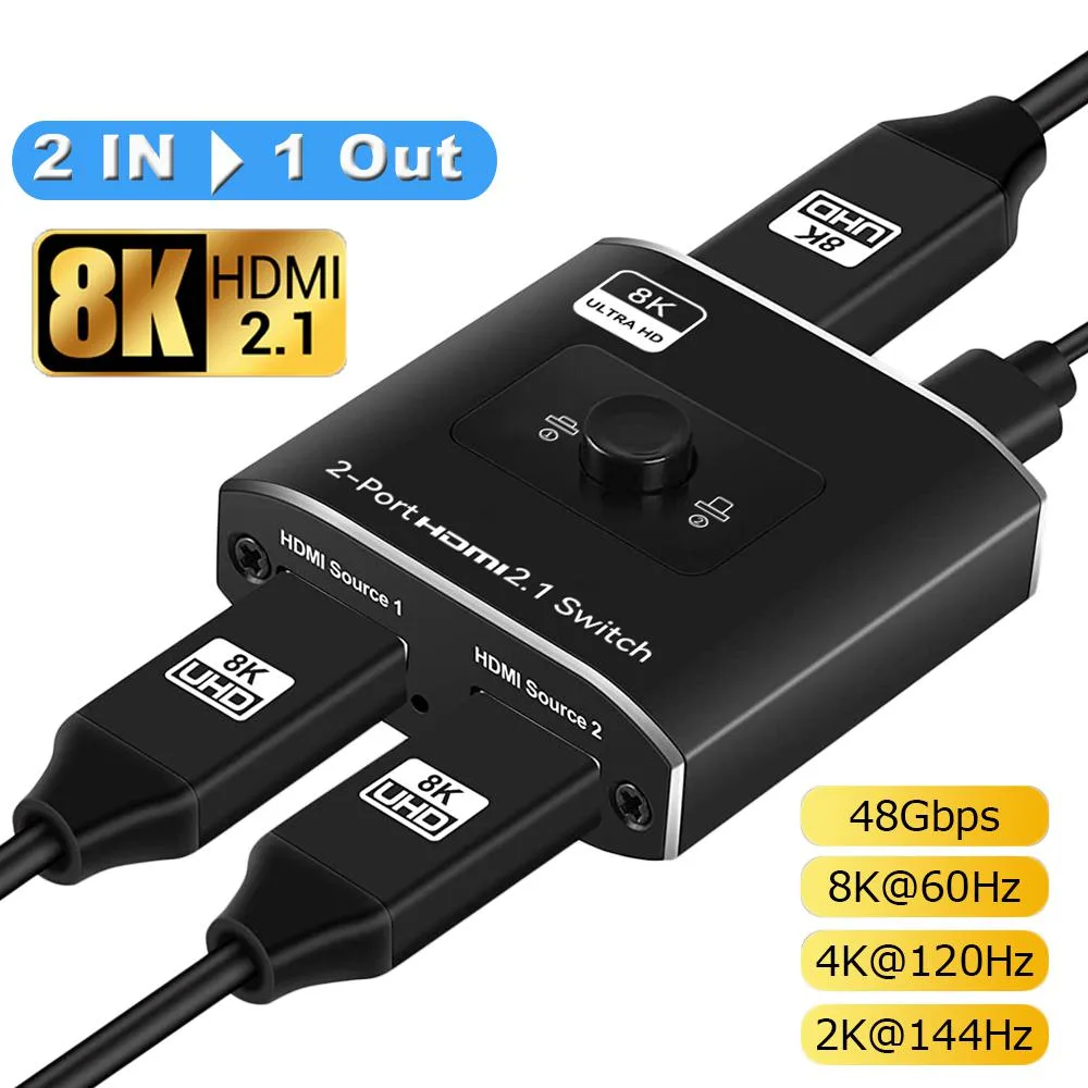 ESTONE ESTONE OZ8Q2 8K HDMI 2.1 video switch 2 in 1 out 48Gbps — product photo
