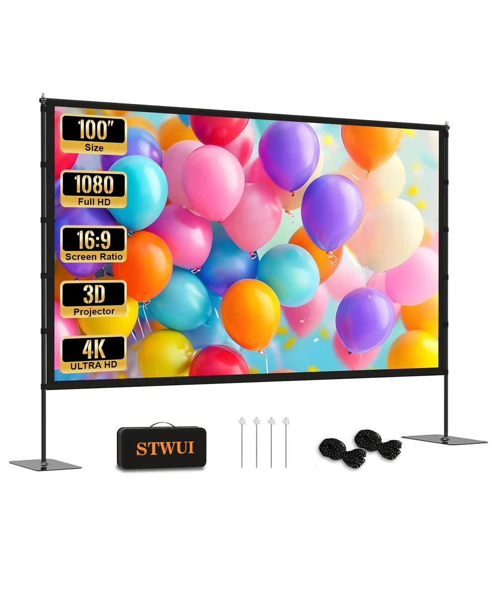 STWUI 100PS Projector Screen 100 Inch 16:9 160° Viewing Angle — product photo