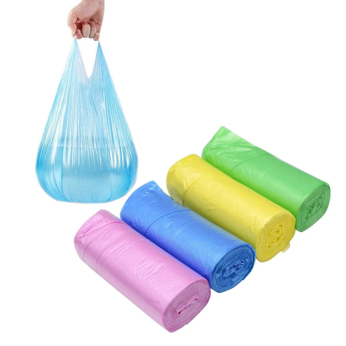  YYaaloa 4 Gallon Trash Bags 100 Count Handles Mixed Colour — product photo