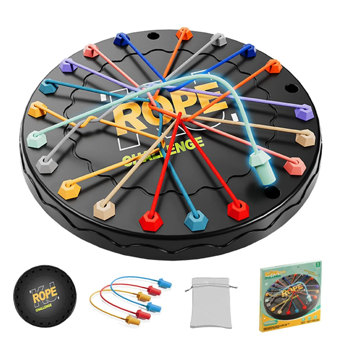  Rope Untangling Puzzle Game Educational Strategy Board Game 10 Ropes 22 Holes — product photo