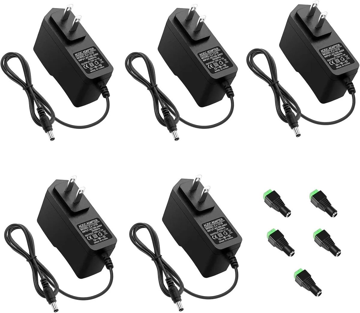 BASEUS BASEUS 12V 1A AC Adapter 100-240V 5.5x2.5mm 5 Pack — product photo