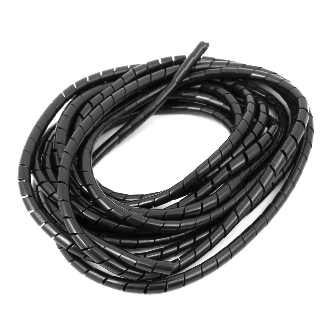 Black polyethylene spiral cable wrap tube 4 metres long 5 millimetre outside diameter