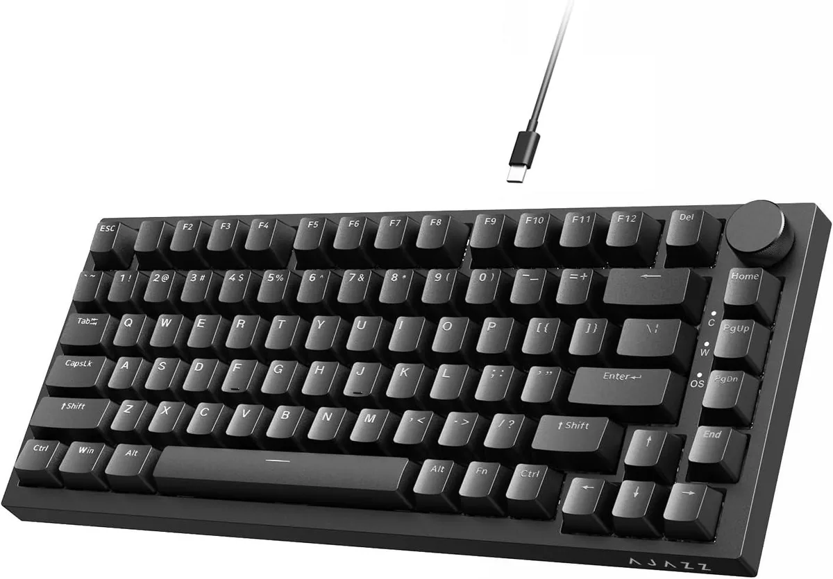TUKO TUKO 75% Gasket Mechanical Gaming Keyboard 82 Keys Red Switch Metal Knob USB 2.0 Pass-through Black — product photo