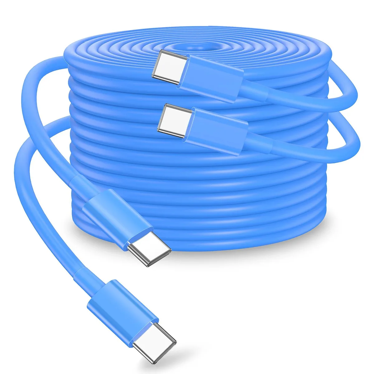 Two blue USB-C to USB-C cables, 6ft each, matte finish
