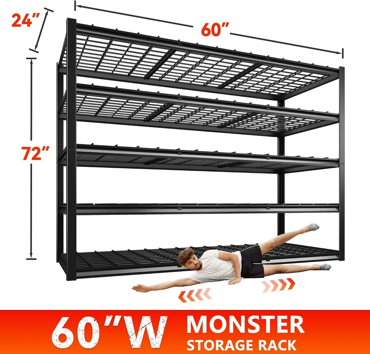 BFKK BFKK 60" W x 72" H x 24" D 5-Tier Heavy Duty Storage Shelving Unit — product photo