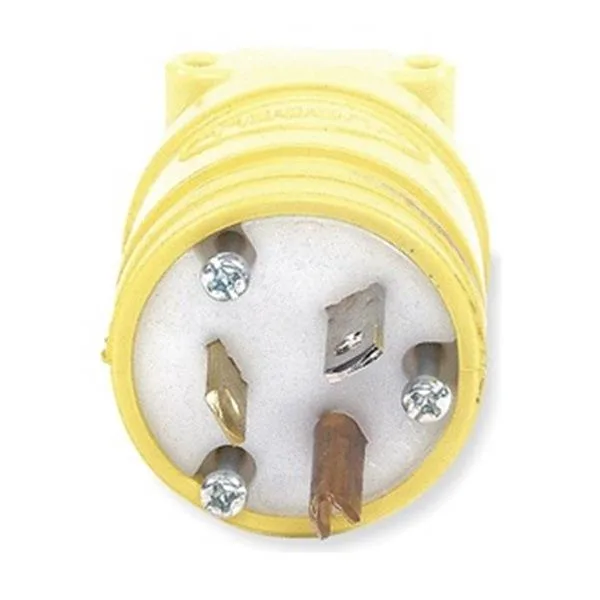 Hubbell Incorporated Hubbell Incorporated HBL1433 3 Wire Flip Seal Straight Blade Plug 20 A 125V AC Yellow — product photo