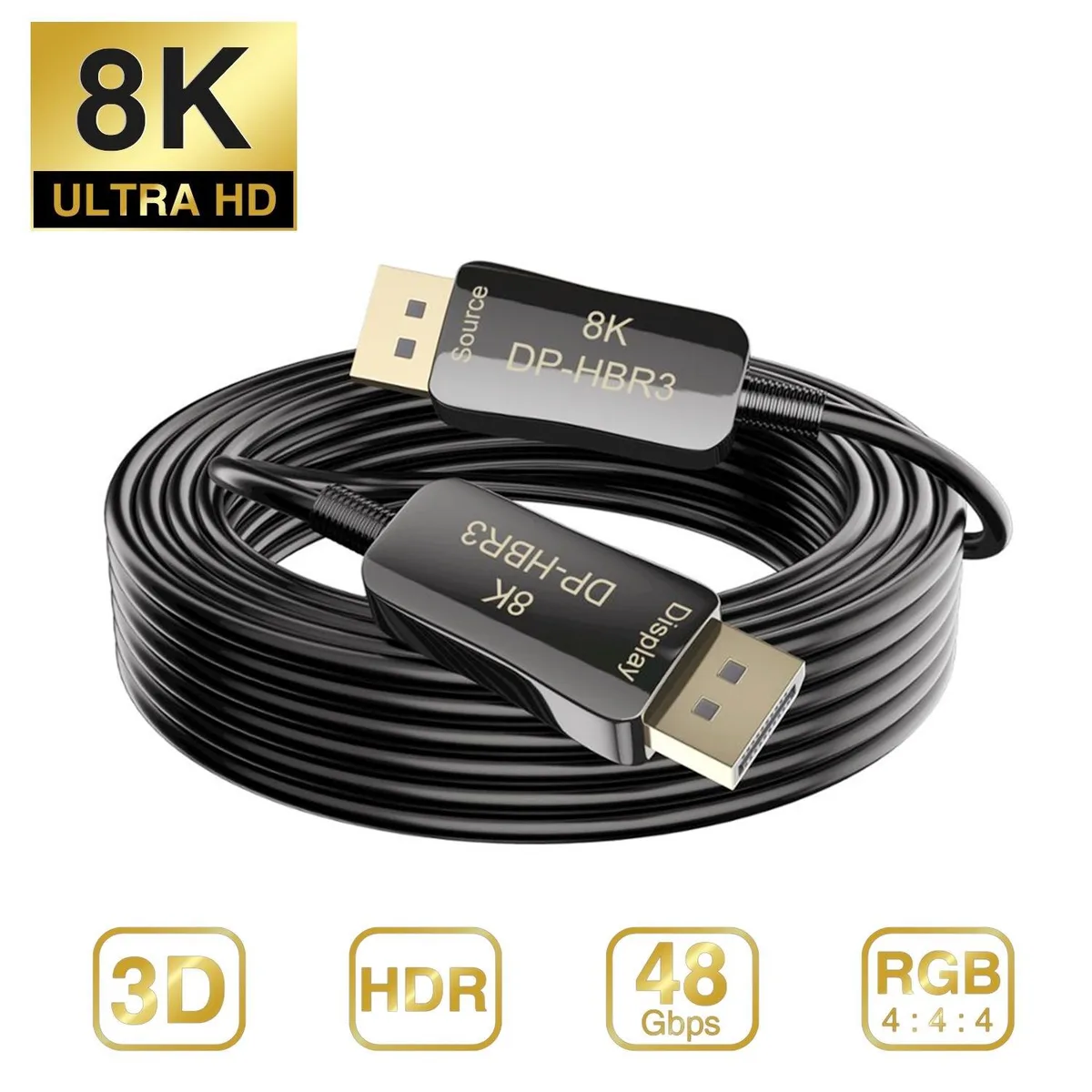 Jansicotek Jansicotek TJ-A022 66 ft DisplayPort 1.4 fiber optic cable 32.4 Gbps 8K@60 Hz 4K@144 Hz — product photo