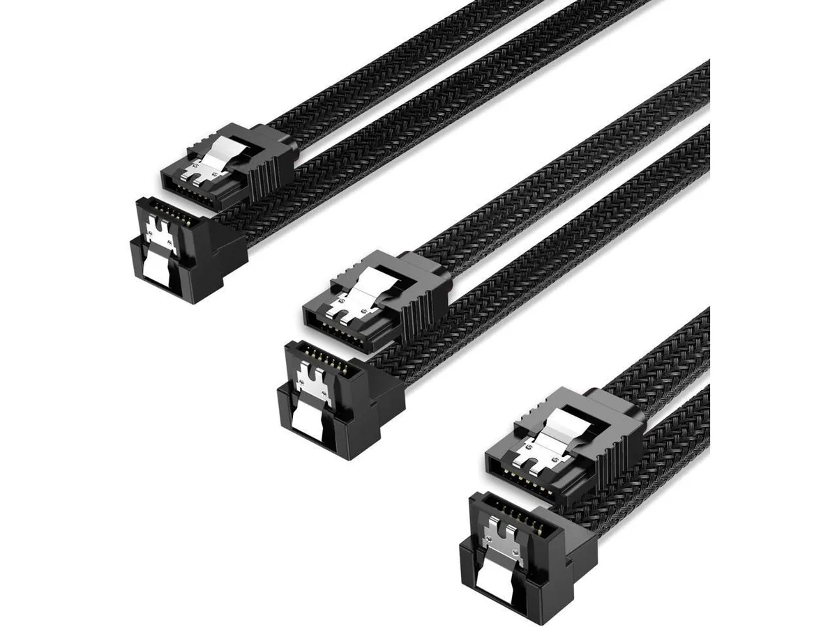 BUCIER BUCIER SATA Cable III 3 Pack 90 Degree 6Gbps 50cm Black — product photo