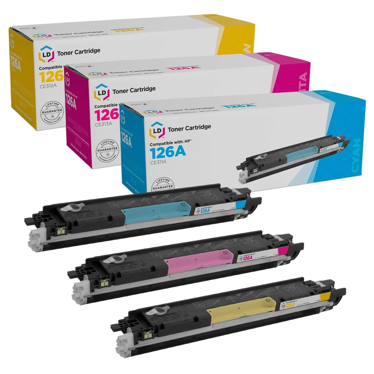 LD Products LD Products 126A 3PK Toner Cartridges CE311A CE313A CE312A — product photo