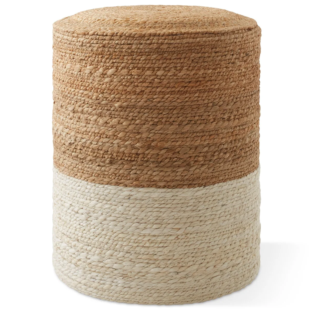 Casafield Casafield Round Braided Jute Pouf Ottoman 14" x 16" White/Natural — product photo