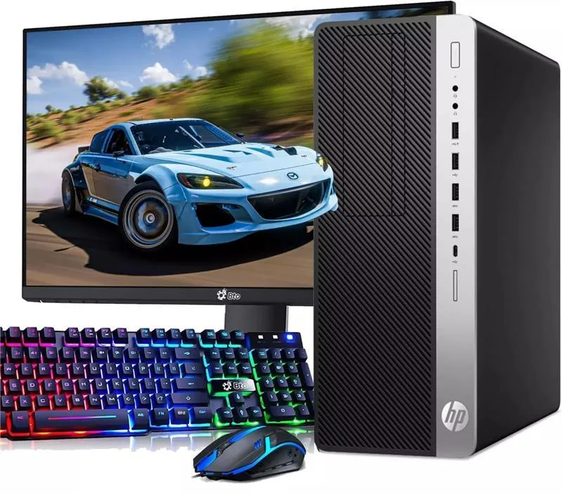 HP HP EliteDesk 800 G3 Gaming PC i5-6500 16GB 1TB GT1030 24" Monitor WiFi RGB KB&amp;M Win11 Pro — product photo