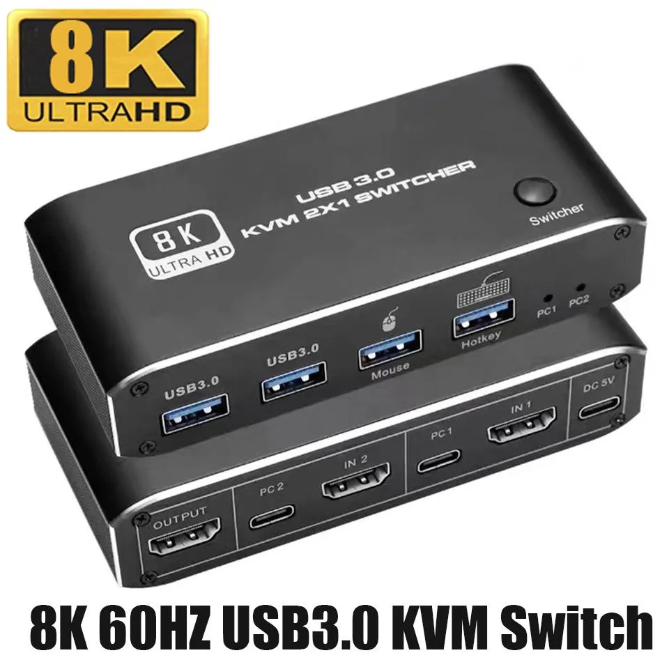Jansicotek Jansicotek OZK4 2-port HDMI 2.1 KVM switch 8K@60Hz 4K@120/144Hz — product photo