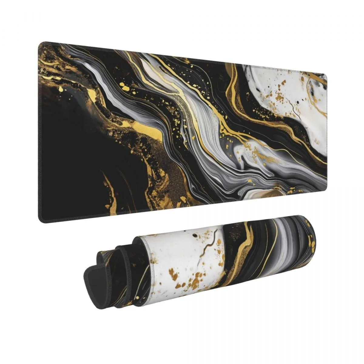 BoYata BoYata 2 in 1 Accessory Desk Pad 31.5" x 11.8" Black Gold Marble — product photo