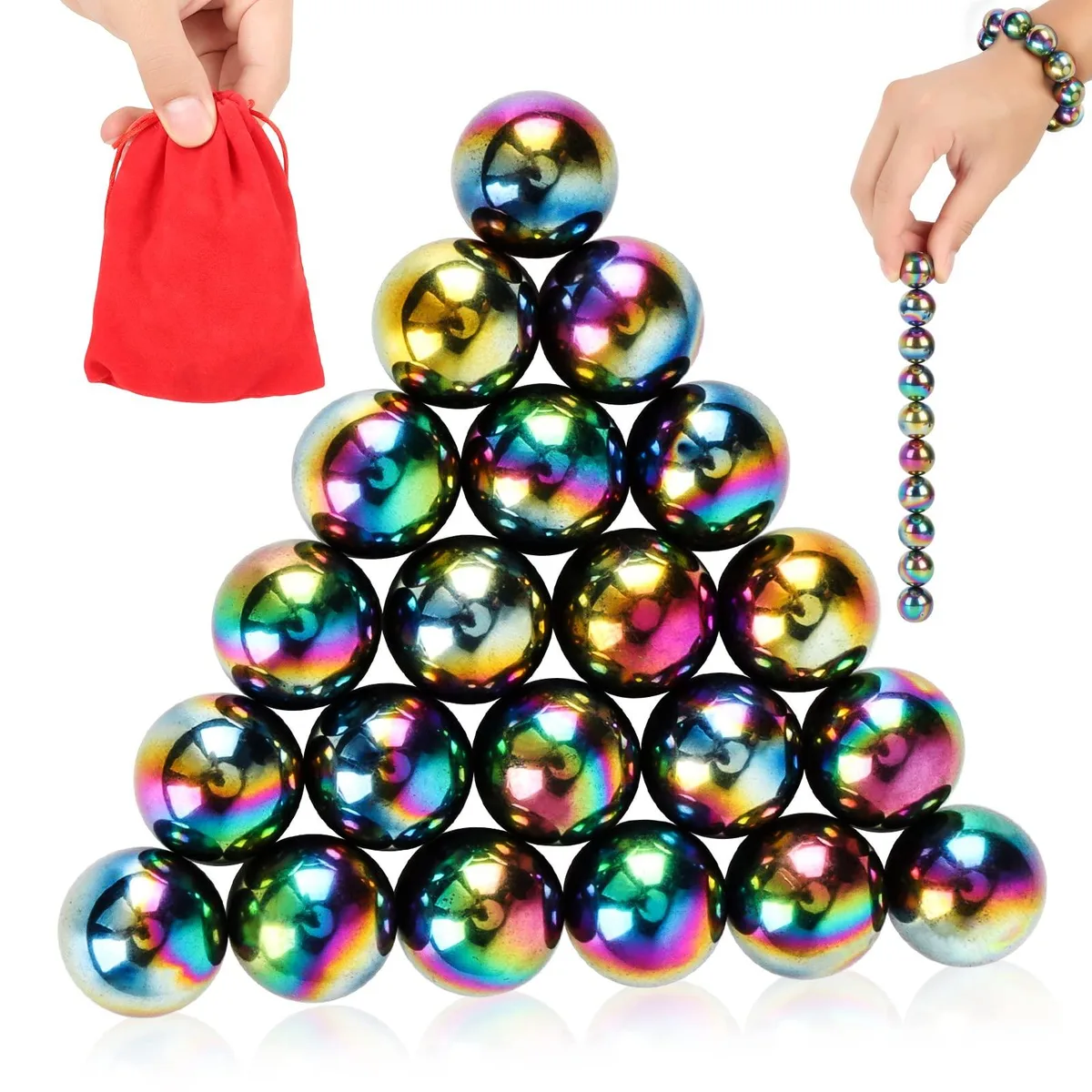 21 rainbow magnetic balls in plastic finish, 20mm each