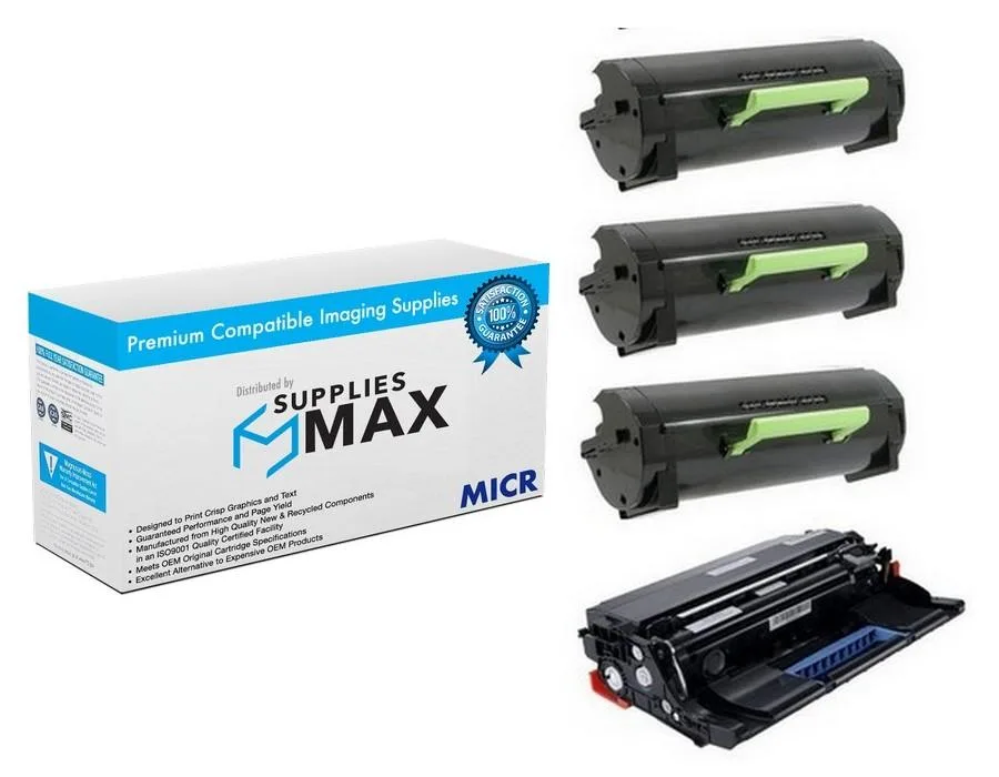 SuppliesMax SuppliesMax MICR Drum Unit/Jumbo Toner Combo Pack 1 Drum 3 Toners 60000 Pages — product photo