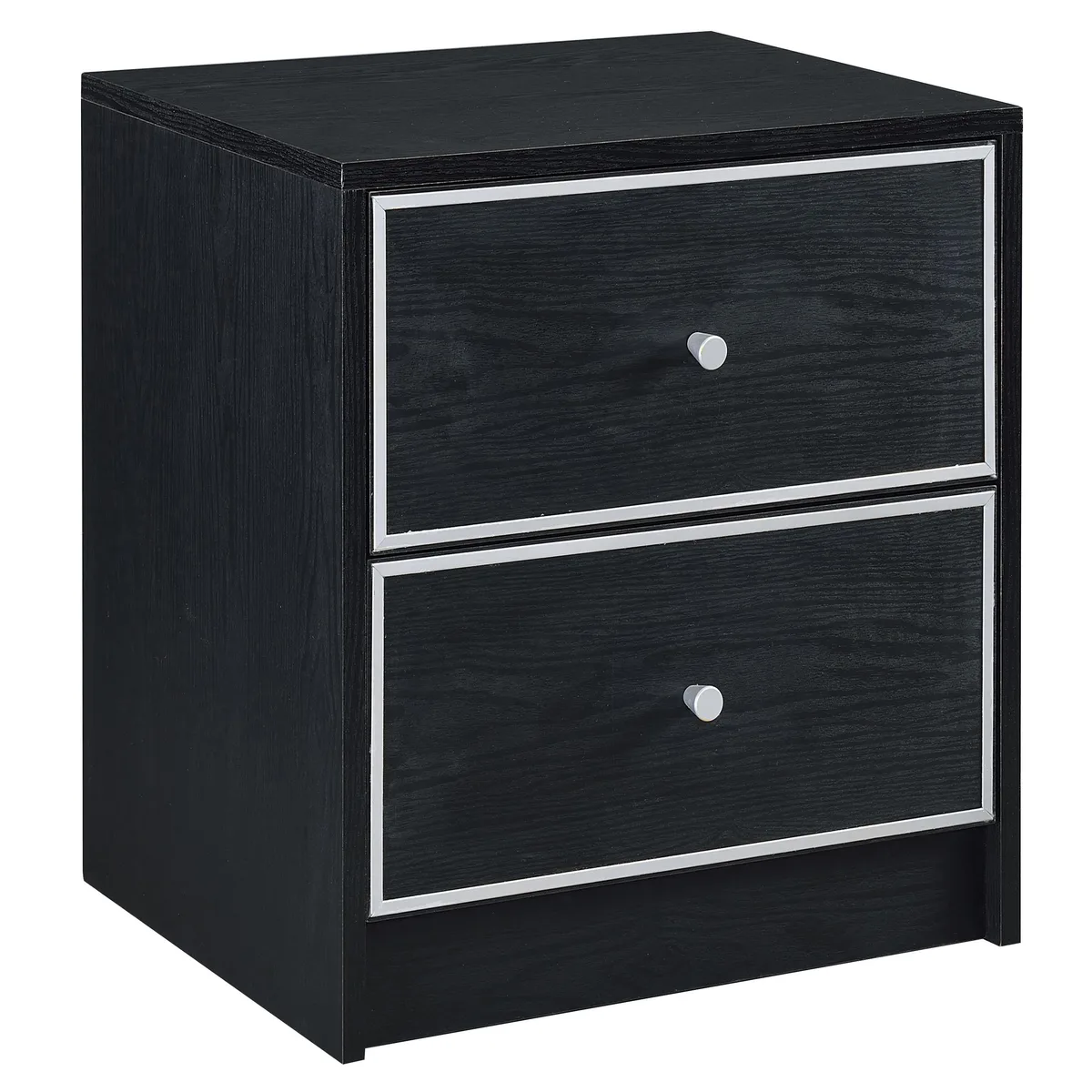 tuphen tuphen Nightstand 2-Drawer Black Silver 20.5x19.5x16.5 in — product photo