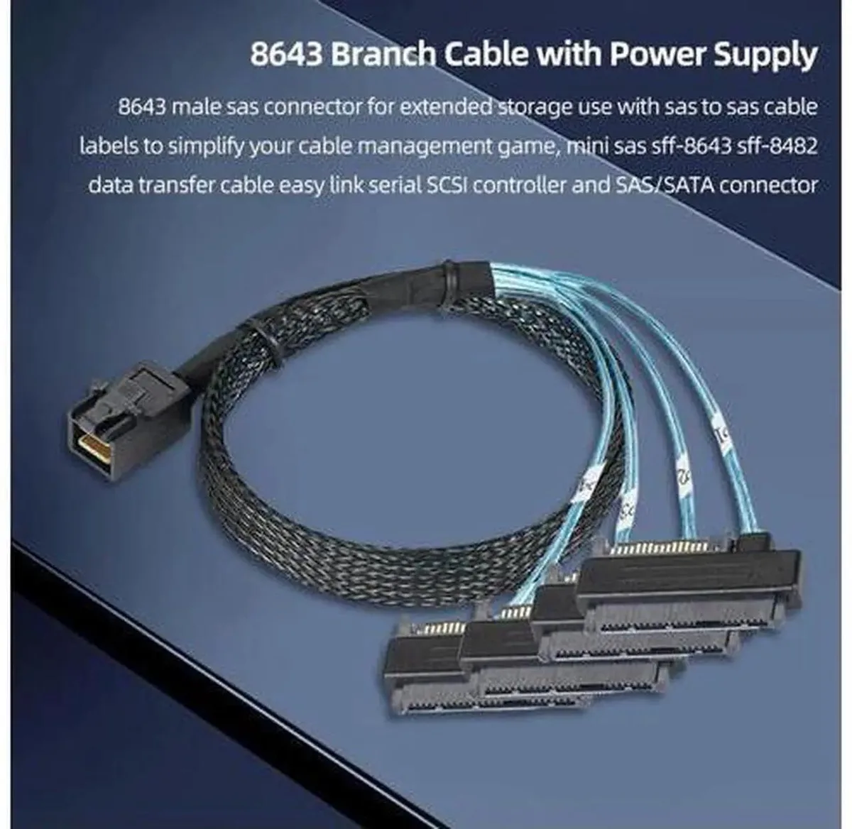 SMUGDESK SMUGDESK MiniSAS HD SFF8643 to 4x SFF8482 SAS Cable — product photo