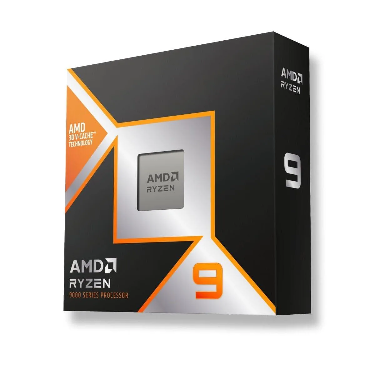 AMD Ryzen 9 9900X3D 12-Core desktop processor in green PCB with gold contacts and silver heatspreader