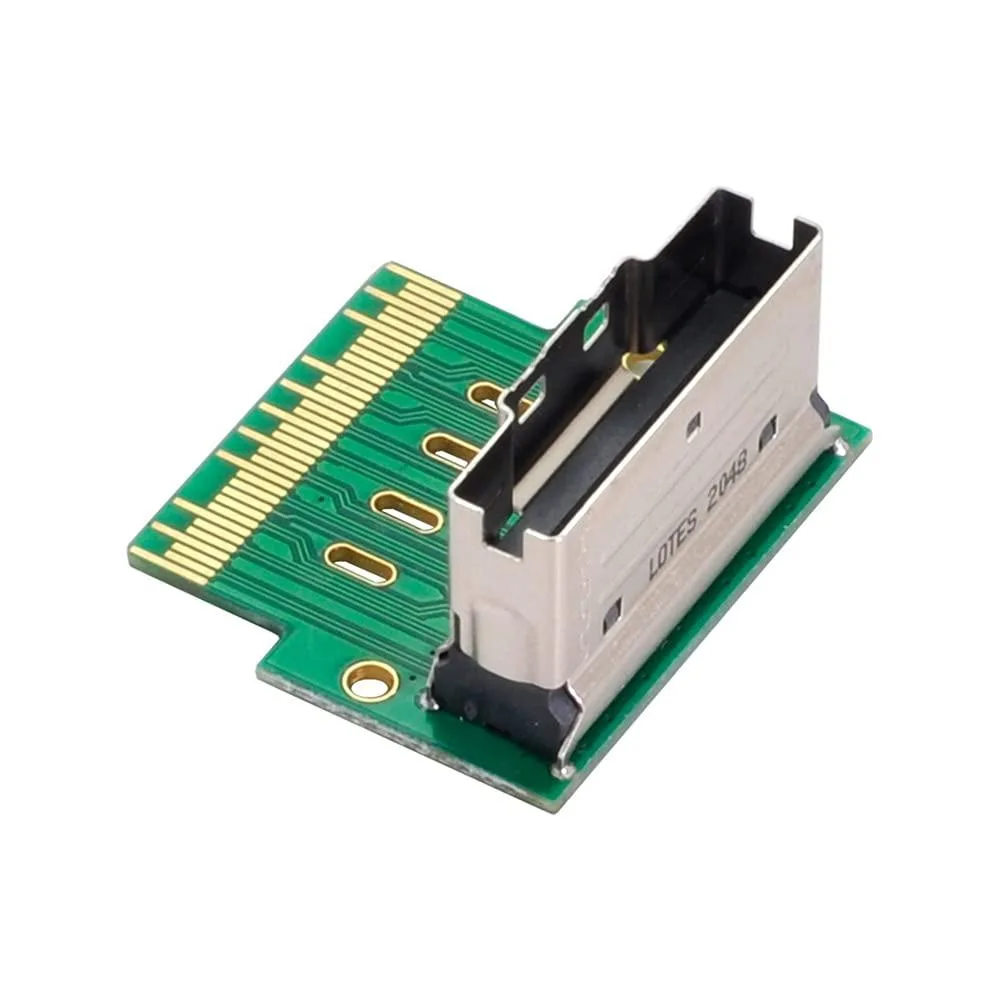 Fervit Fervit Slimline SAS 4.0 SFF-8654 8i 74pin Male to Female Extender Adapter Angled Test Tools — product photo