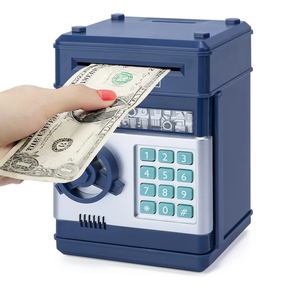  Refasy Electronic Piggy Bank Navy 600 coins 100 notes 1.5V AA — product photo
