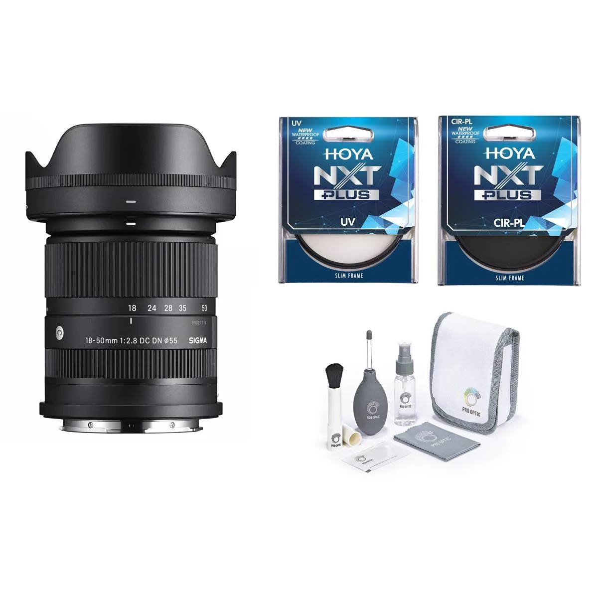 SIGMA SIGMA 18-50mm f/2.8 DC DN Contemporary Lens for Sony E with Hoya 55mm Filter Kit — product photo