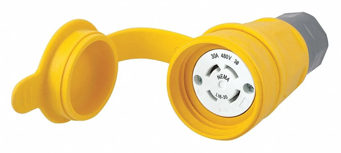 Hubbell Incorporated Hubbell Incorporated HBL29W76 L16-30R 30A 480VAC Yellow straight blade plug — product photo