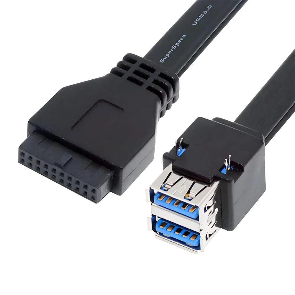 Fervit Fervit USB 3.0 Dual Port Female Type-A to Motherboard 20Pin 19Pin Header Cable 50cm — product photo
