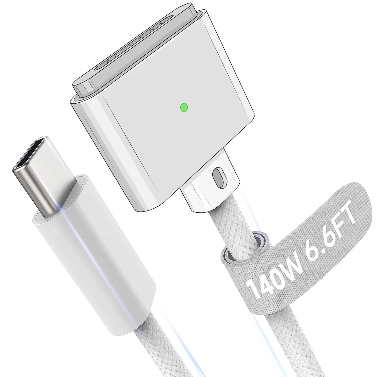  Hugener Magnetic 3 USB-C Cable 6.6ft White 140W 24-pin — product photo