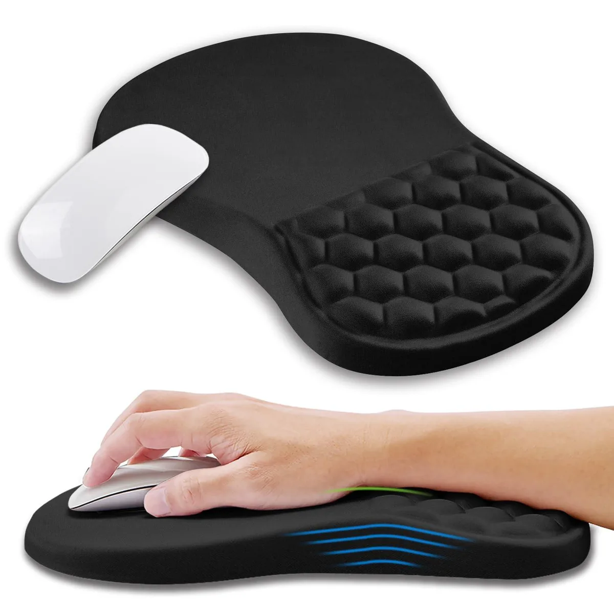 KUOSGM JF&amp;KG-Mousepad-T8D-002 Ergonomic Mouse Pad Wrist Support 12x8 inch Black — product photo