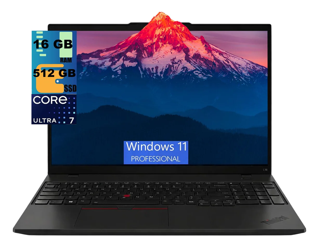 Lenovo Lenovo ThinkPad L16 laptop Intel Core Ultra 7 255U 12-core 16GB DDR5 512GB 16" WUXGA Windows 11 Pro — product photo