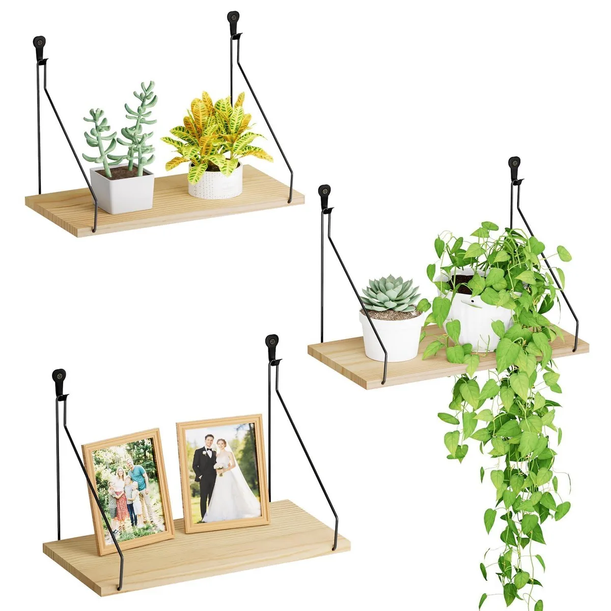  QsQueen JZ30FUTI 3-Pack Wood Shelving 11.8 in 6.3 in 6.2 in — product photo