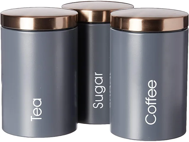 MegaChef MegaChef MC-311G-W 3 Piece Labeled Canister Set Matte Gray storage — product photo