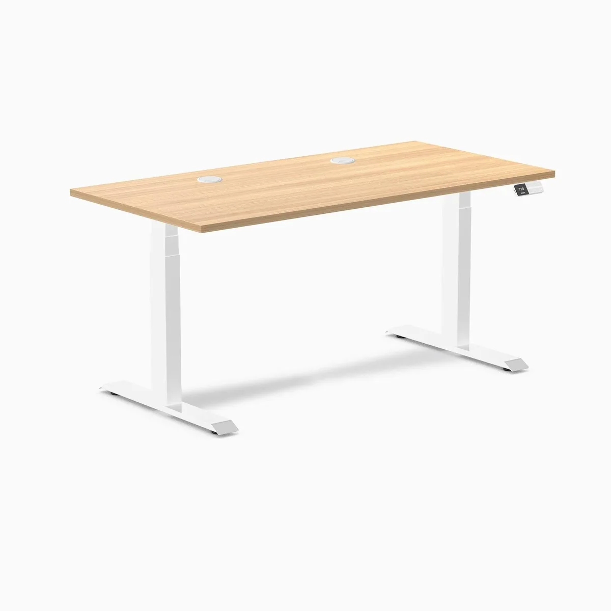 Desky Desky Dual Laminate Sit Stand Desk Sublime Teak 59.1 x 29.5 in White — product photo