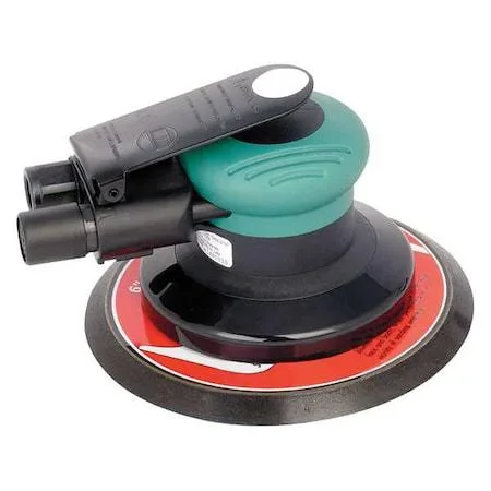 Black palm-grip air sander with rear exhaust