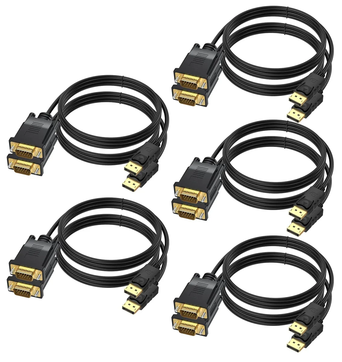 BUCIER BUCIER DisplayPort to VGA Cable 6 FT 10-Pack Male-to-Male 1080P 60Hz — product photo