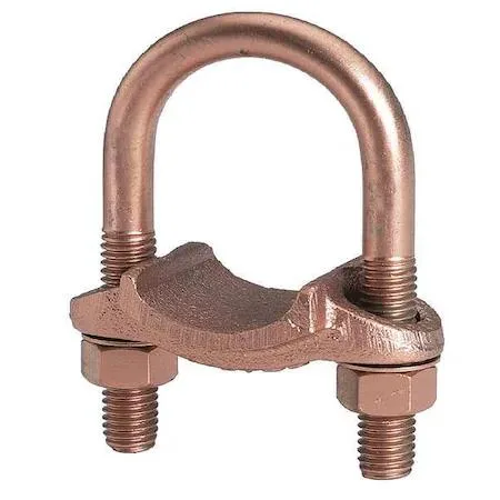 Copper ground clamp for two-inch pipe, UL467 listed