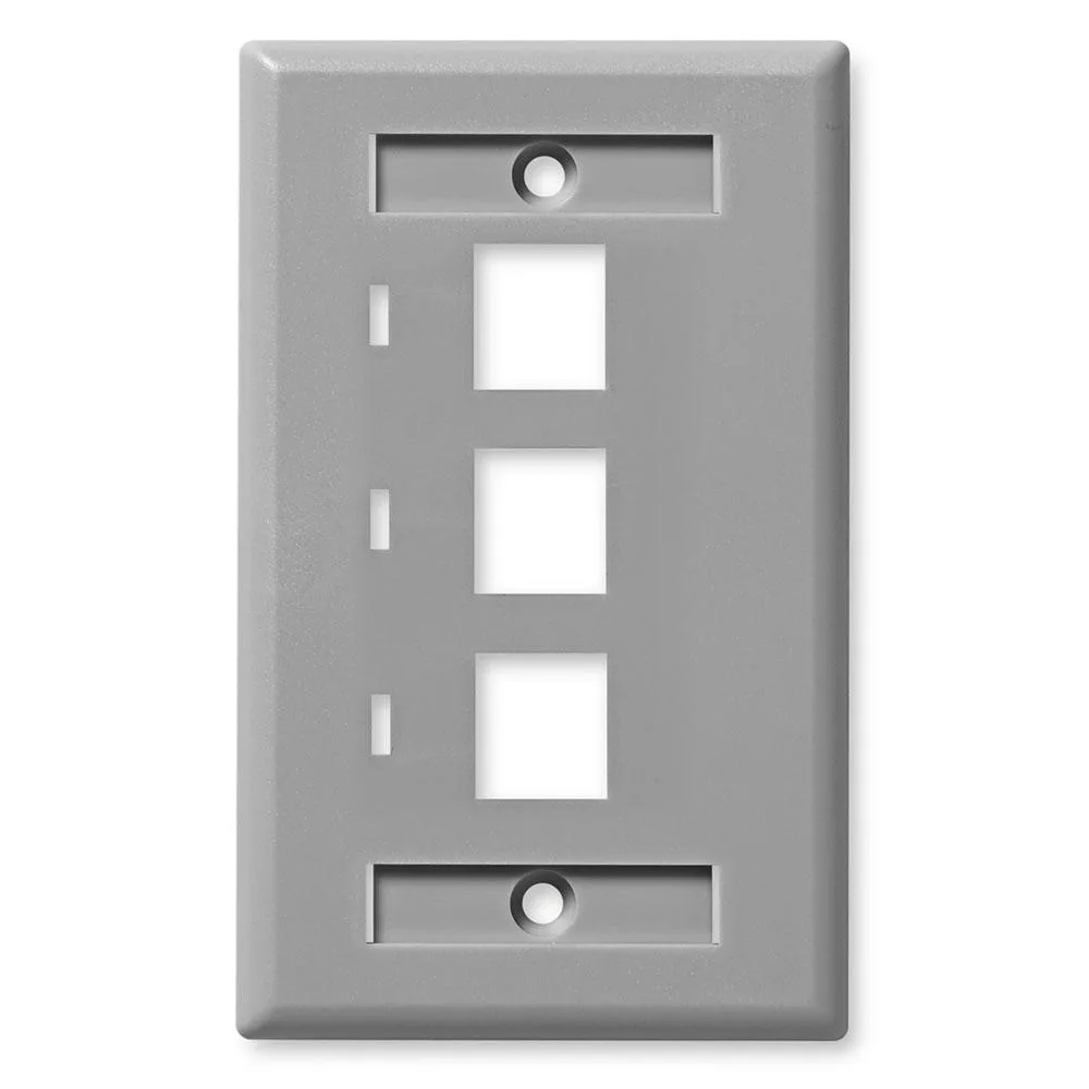 NavePoint NavePoint Keystone Wall Plate 3-Port Low Profile Single Gang Gray 10-Pack — product photo