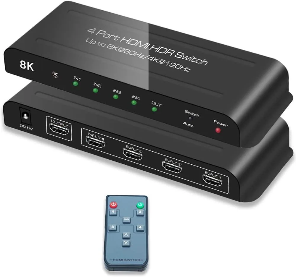 WRIARICH WRIARICH HDMI 2.1 Switch 4 in 1 Out 8K 60Hz 4K 120Hz 48Gbps Black — product photo