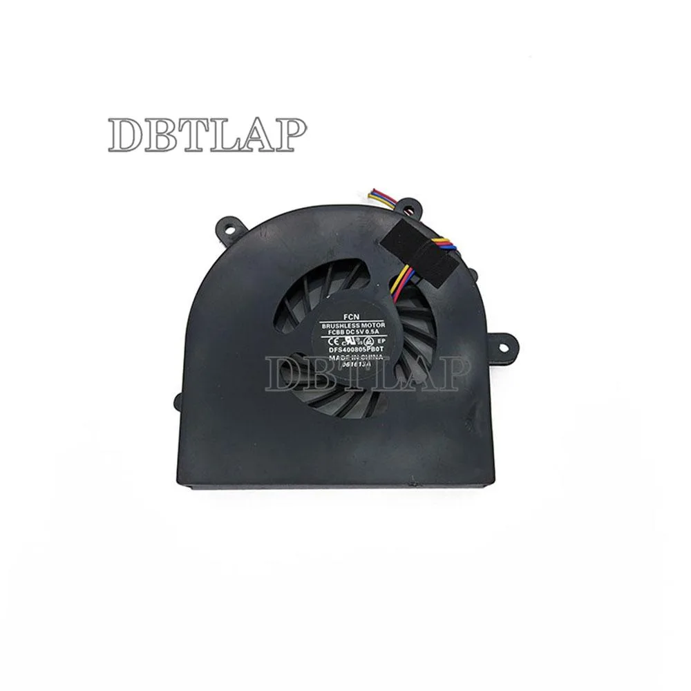Small black laptop CPU cooling fan with plastic housing and wire connector