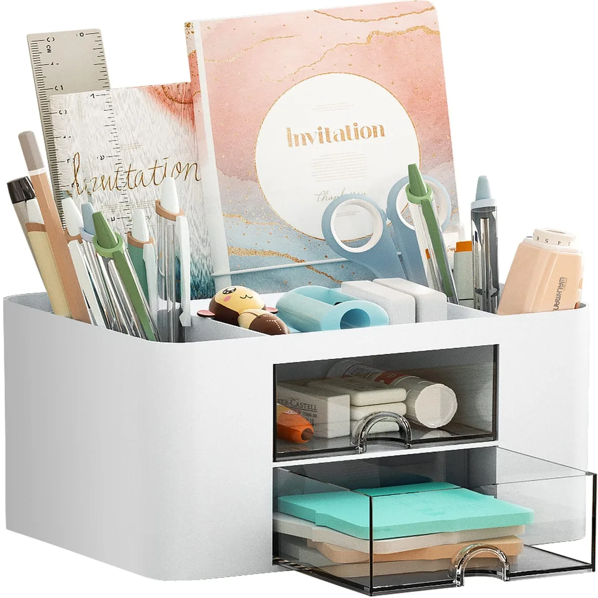  Marbrasse Pen Organizer 2 Drawer White 7.4 x 5.5 x 3.9 Inch — product photo